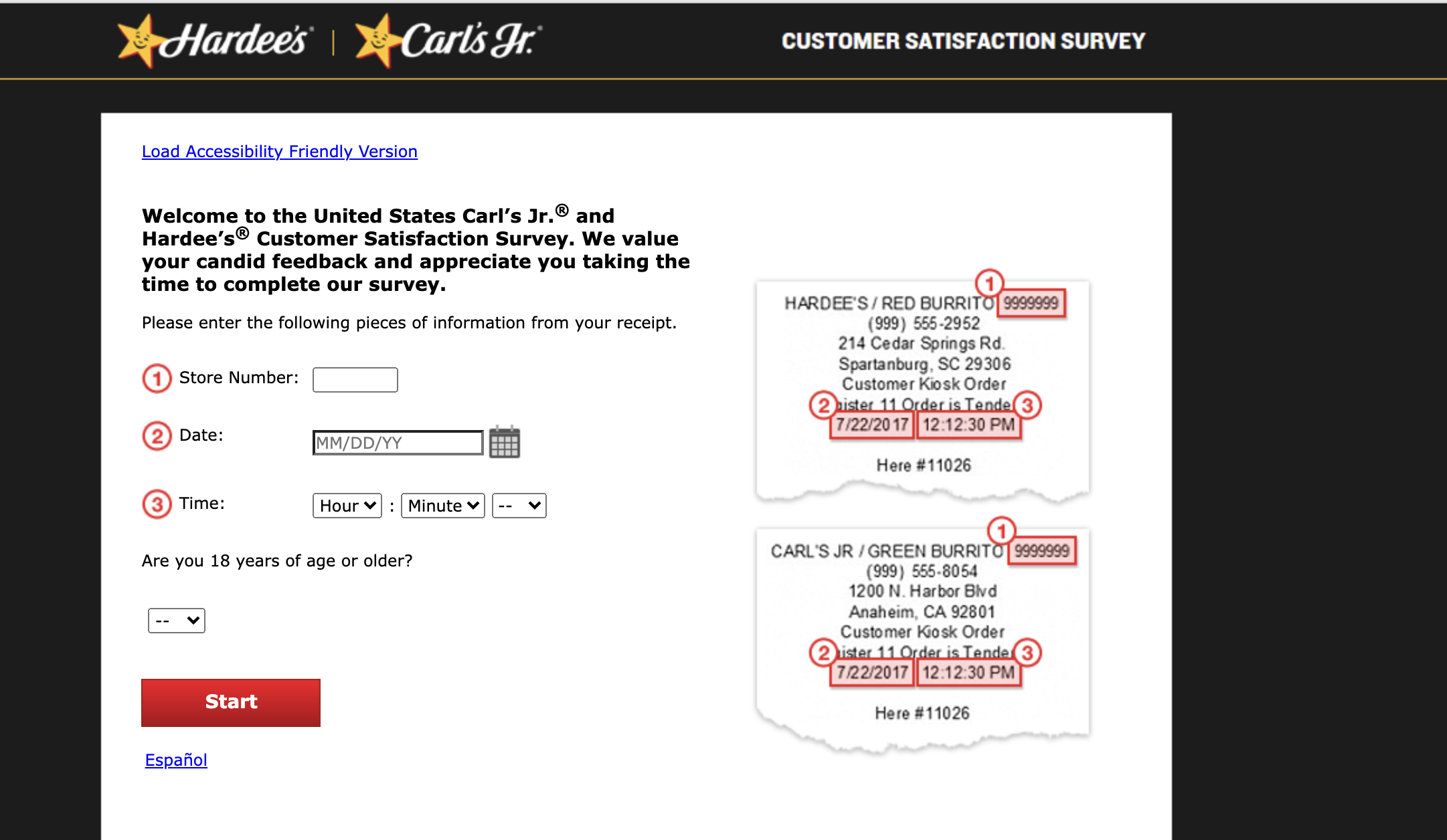 TellHappyStar — Official Hardee’s® Carl’s Jr.® Customer Survey